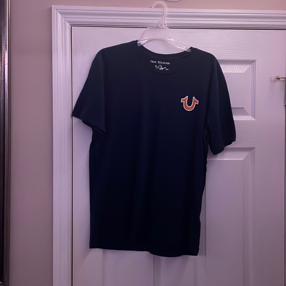 Navy/Yellow True Religion tee. Large but fits like a medium.